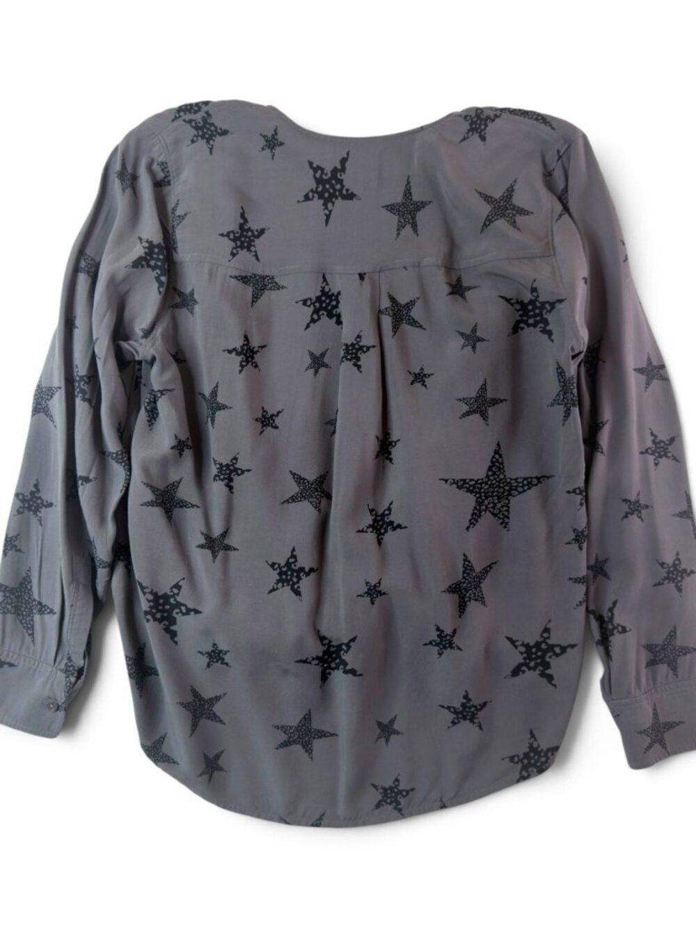 rails hillary charcoal cheetah star print wrap blouse xs high low hem - Picture 3 of 10